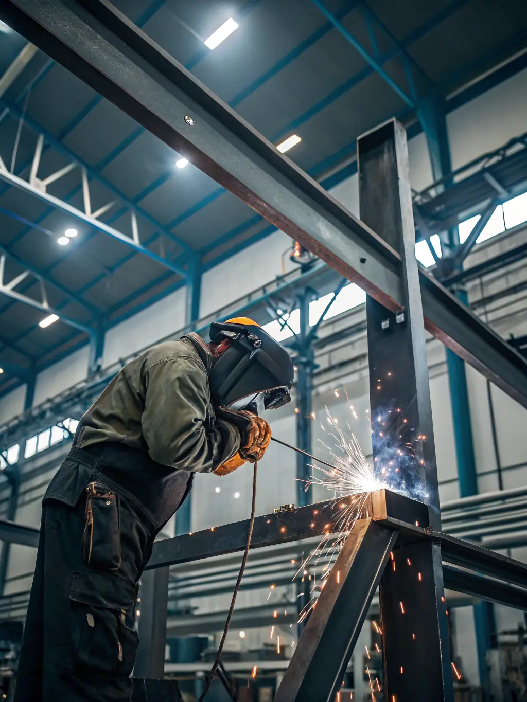 A skilled technician welding pipes in an industrial setting, demonstrating Precision Mechanical's expertise in piping solutions for various industries.